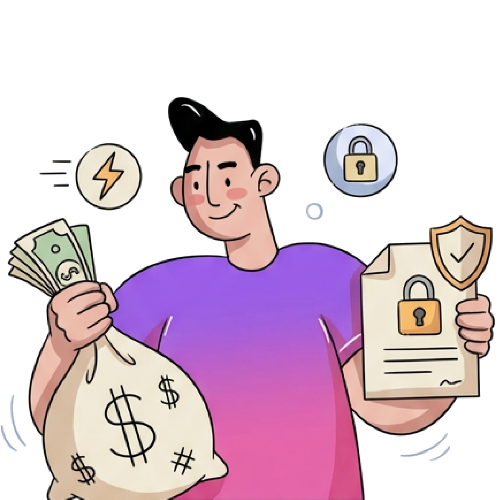 Illustration: fast funding up to $5K with secure documents and verification