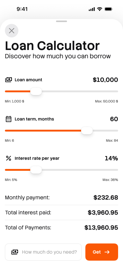 Adri Cash calculator screen