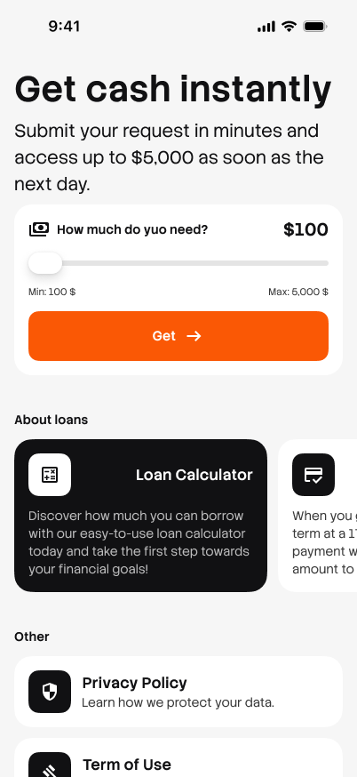 Adri Cash status screen
